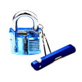 Blue Transparent Practice Padlock with Blue Folding Knife Lockpicking Tools (Combo 5-1)